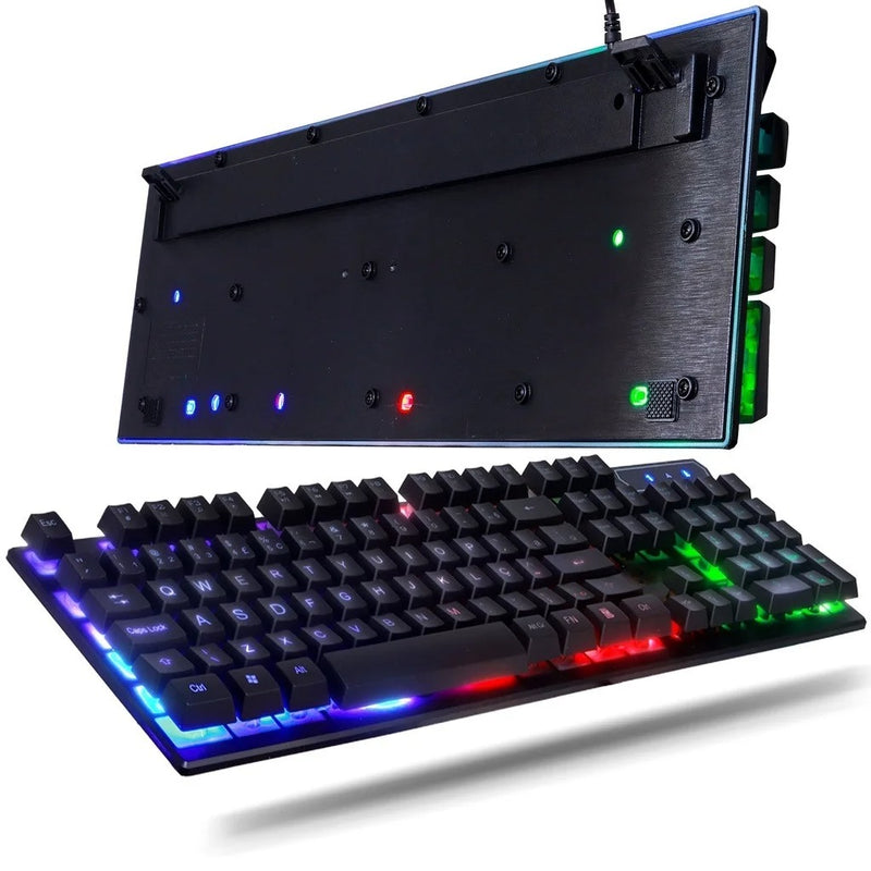 Kit Gamer com Teclado ABNT2 e Mouse Iluminado USB Knup FireStrike RGB