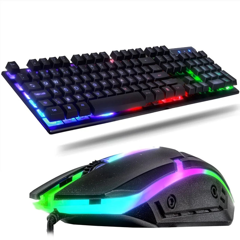 Kit Gamer com Teclado ABNT2 e Mouse Iluminado USB Knup FireStrike RGB